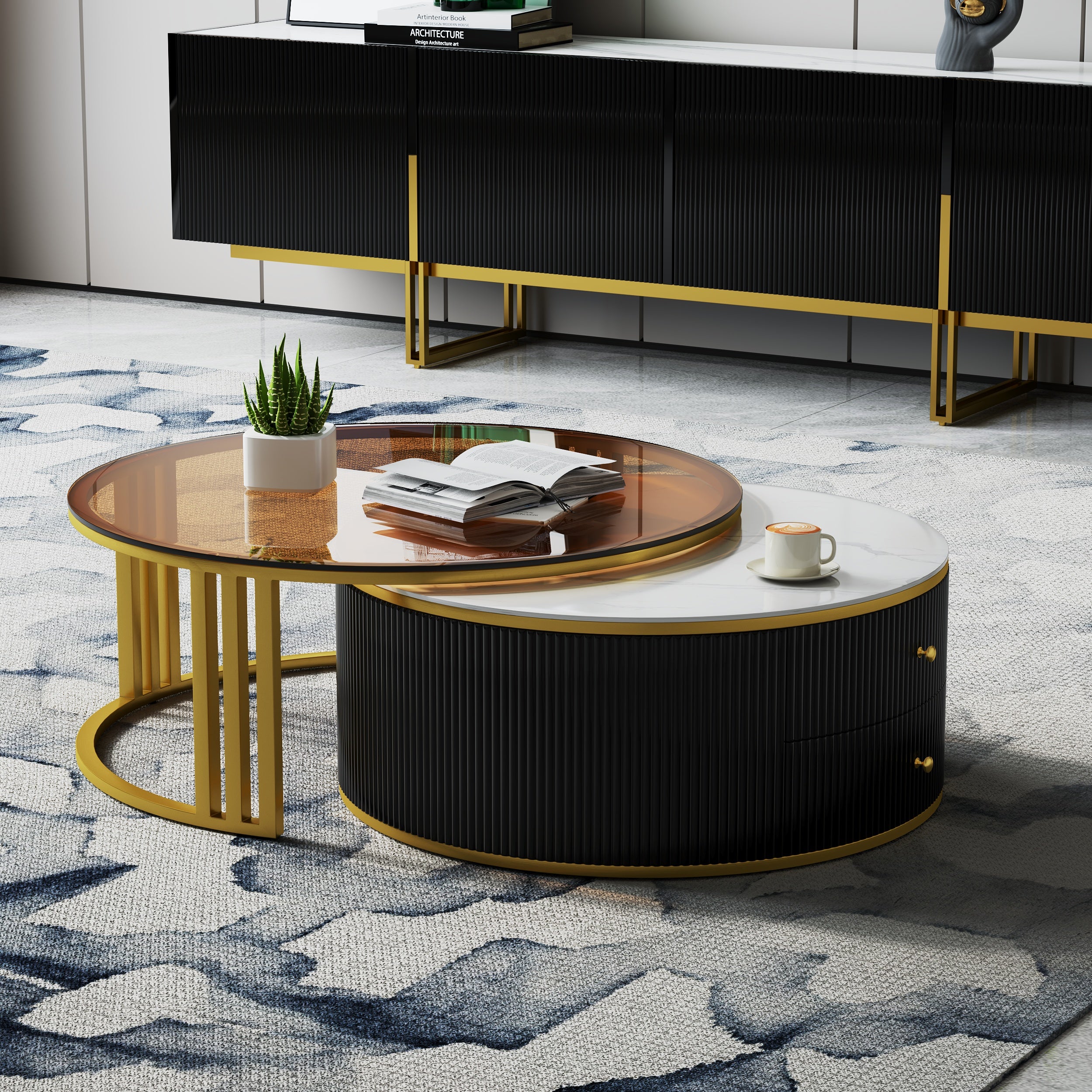 Auro Sintered Stone Fluted TV Console