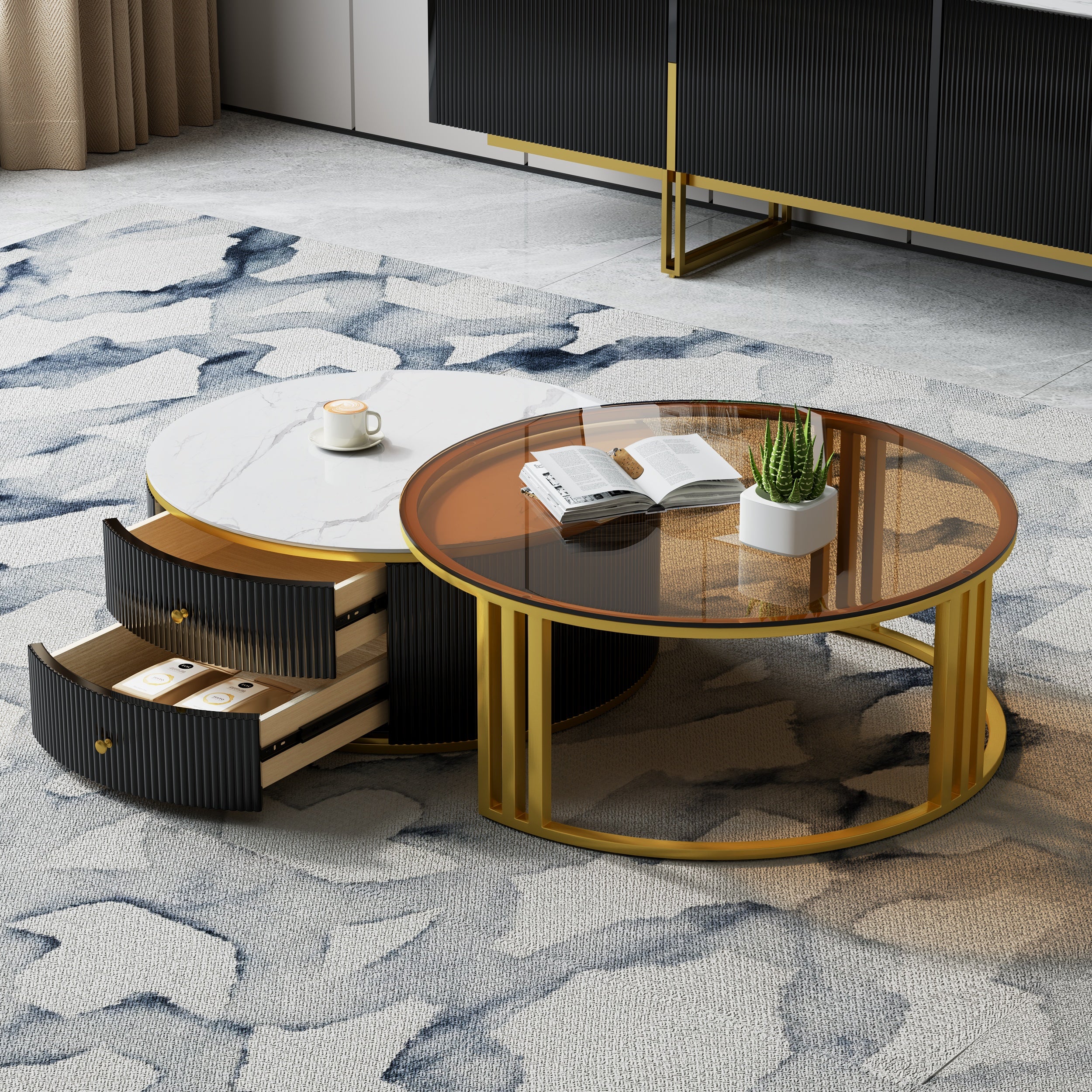 Auro Sintered Stone Fluted TV Console