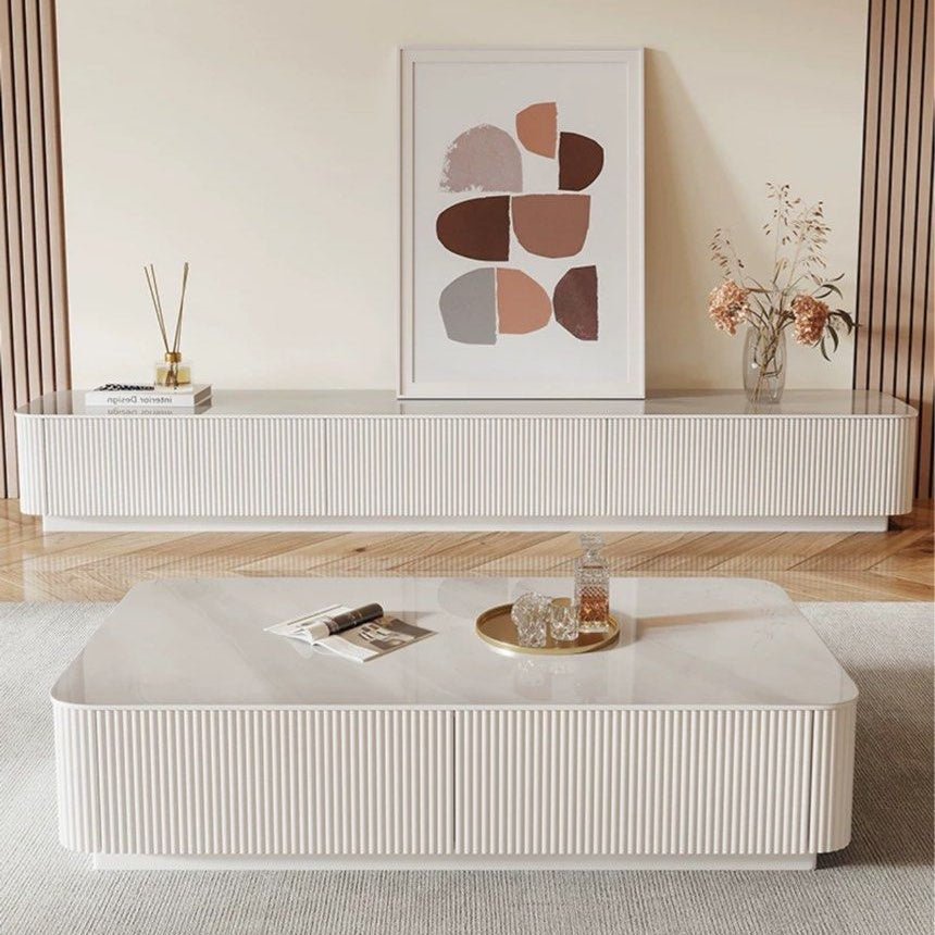 Blanc Modern TV Console and Coffee Table - Exclusivia