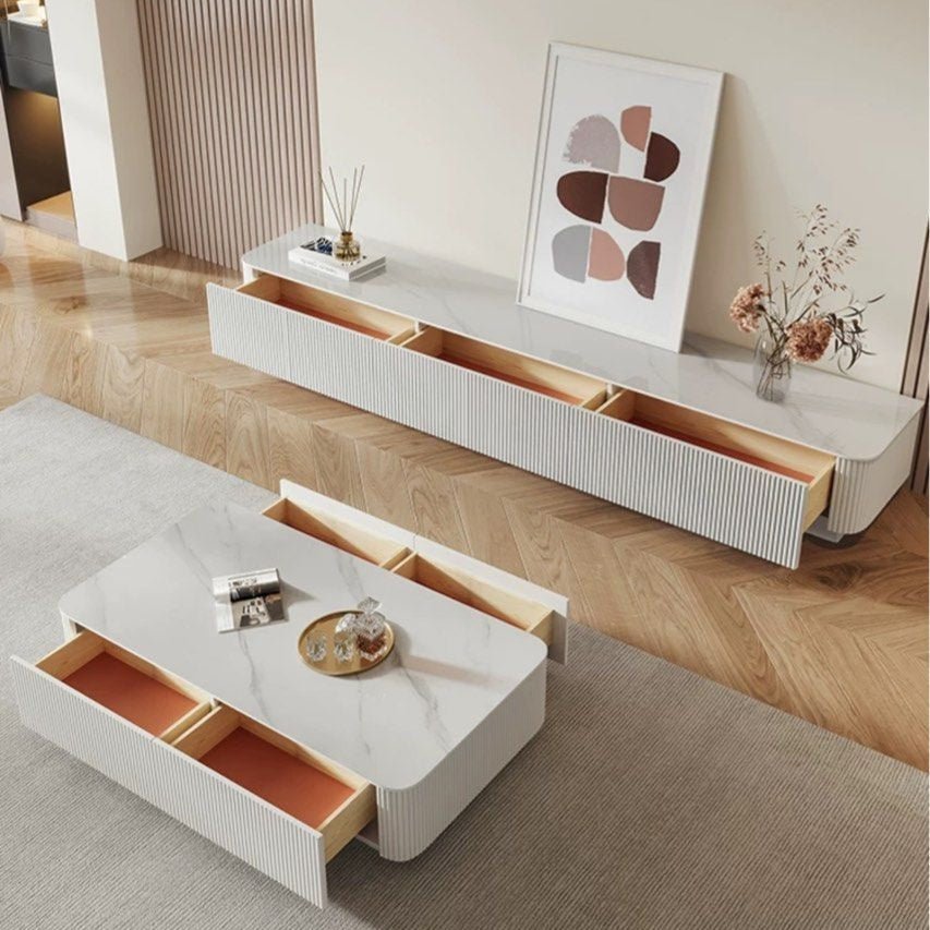 Blanc Modern TV Console and Coffee Table - Exclusivia