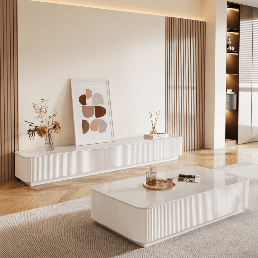 Blanc Modern TV Console and Coffee Table - Exclusivia