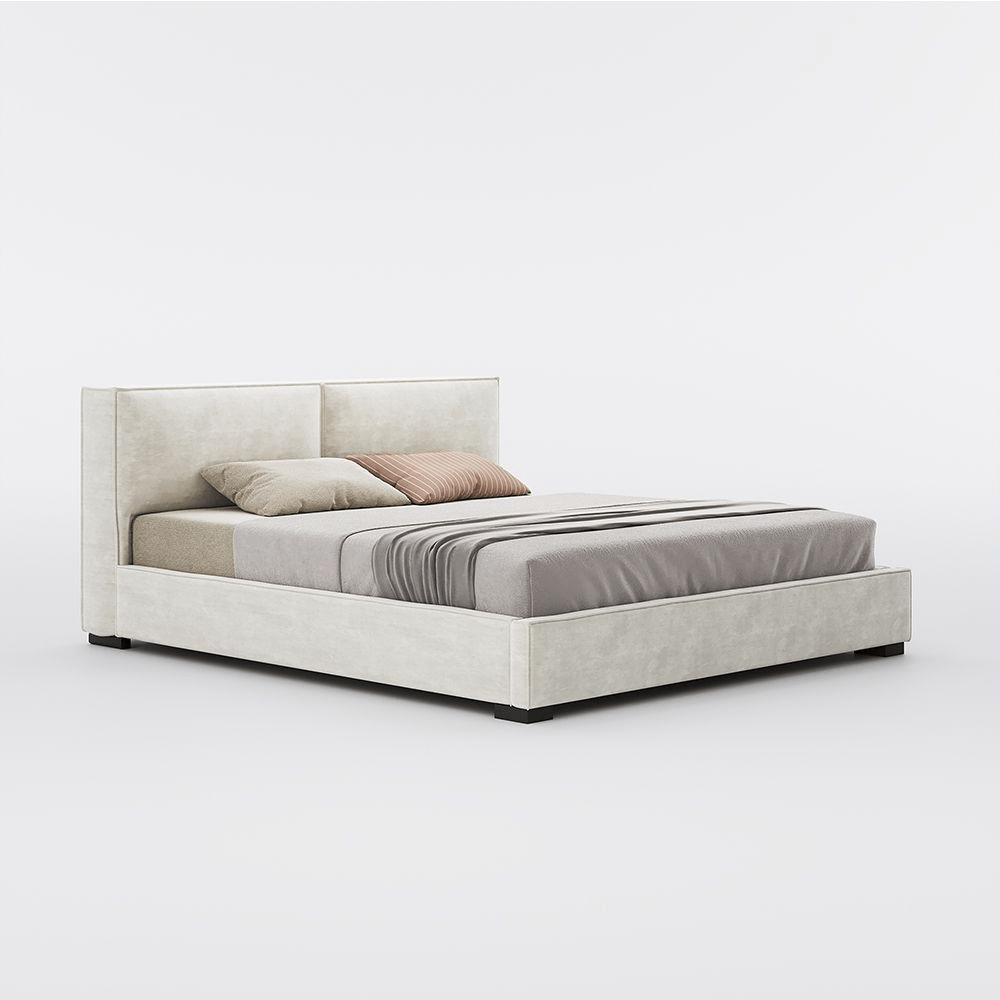 Bloc – Upholstered Platform Bed (Beige) - Exclusivia
