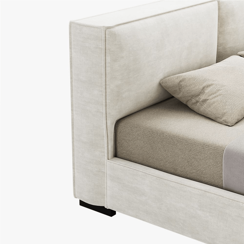 Bloc – Upholstered Platform Bed (Beige) - Exclusivia