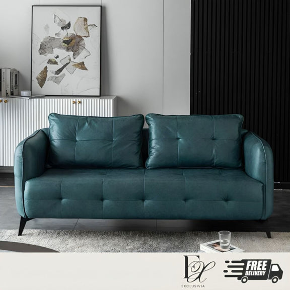 BREAME Faux Leather Square Arm Sofa - Exclusivia