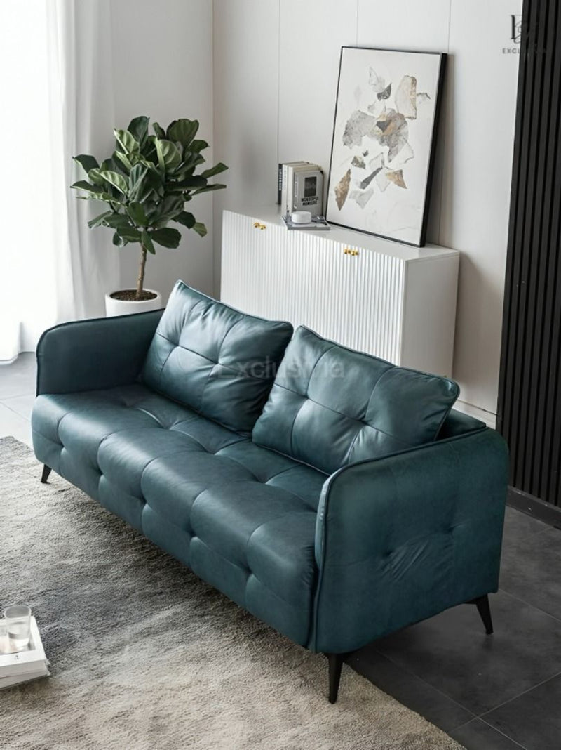 BREAME Faux Leather Square Arm Sofa - Exclusivia