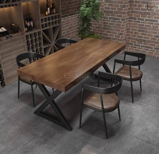 BRYN Industrial Solid Wood Dining Table - Exclusivia