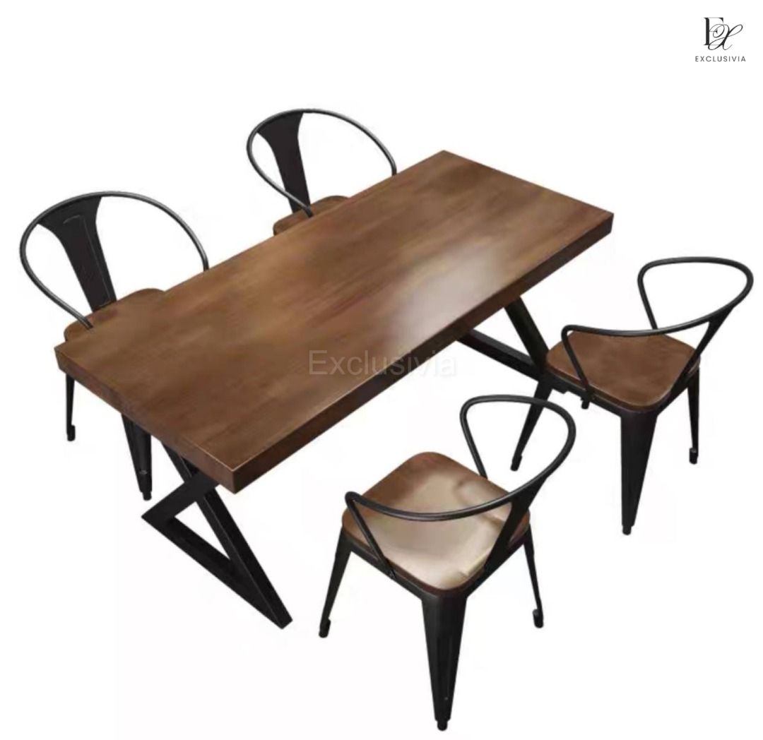 BRYN Industrial Solid Wood Dining Table - Exclusivia