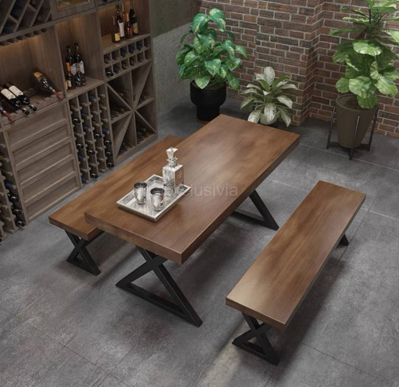 BRYN Industrial Solid Wood Dining Table - Exclusivia