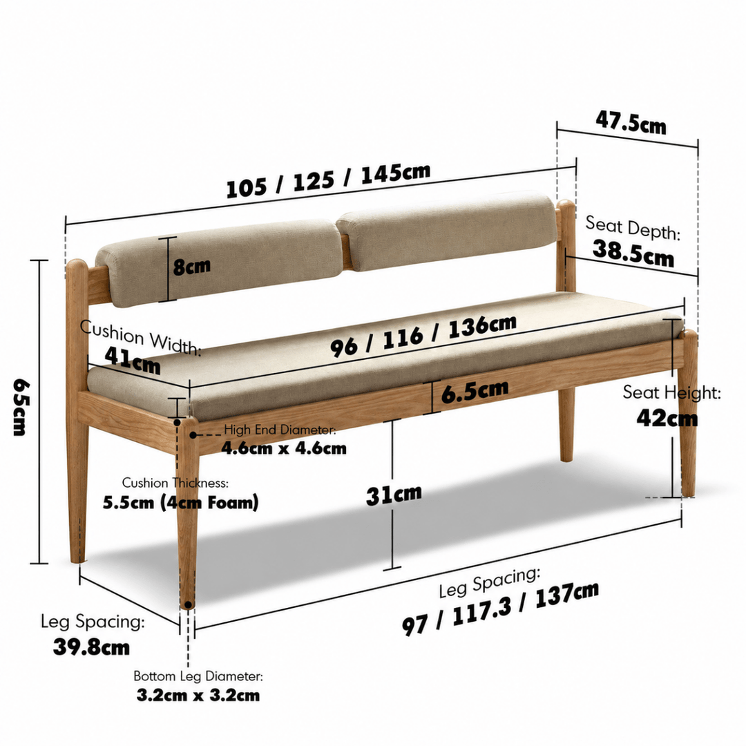 CANTIVER Oak Wood Dining Bench - Exclusivia