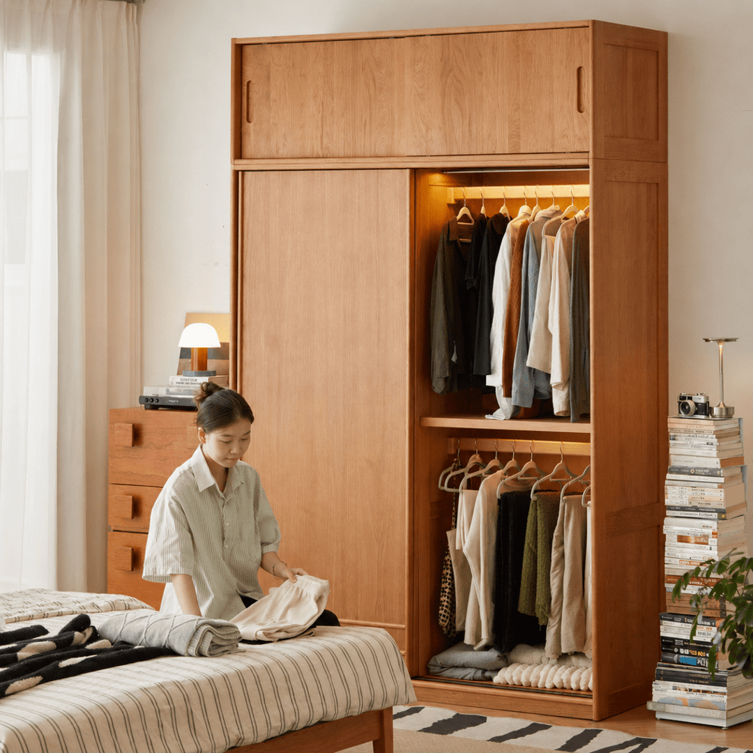 Cerise Japandi Solid Wood Wardrobe - Exclusivia