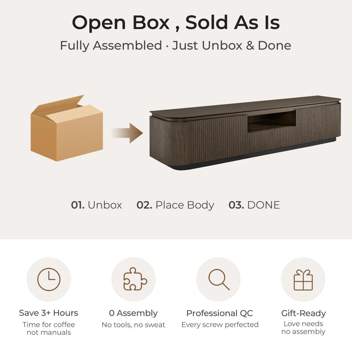 MORVEN Modern Wood TV Stand with Drawer - Exclusivia