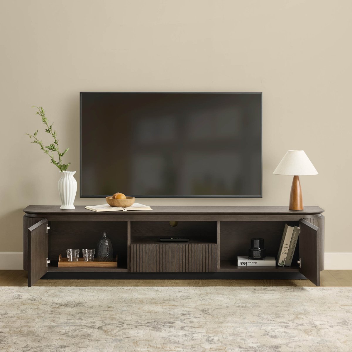 MORVEN Modern Wood TV Stand with Drawer - Exclusivia