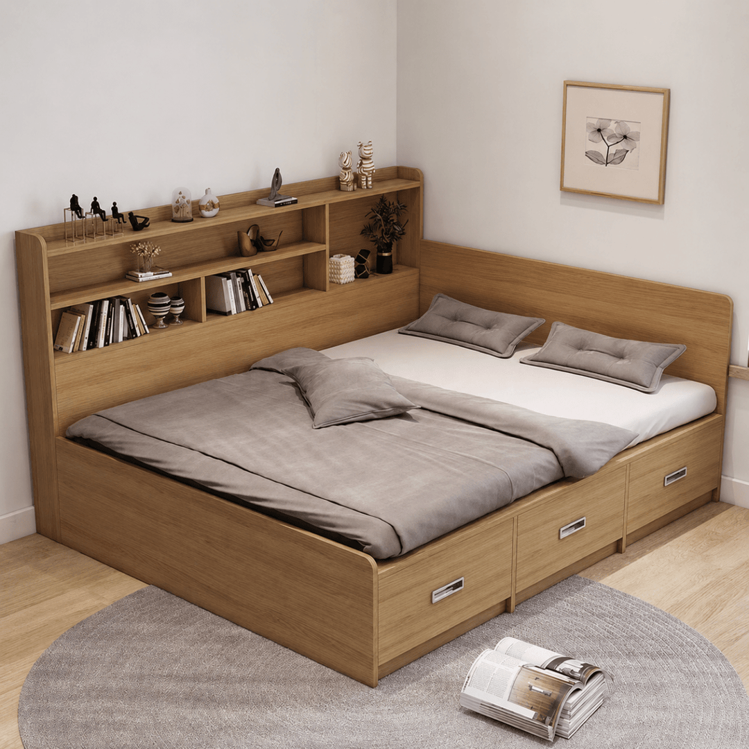 Clario Side - Shelf Storage Bedframe - Exclusivia