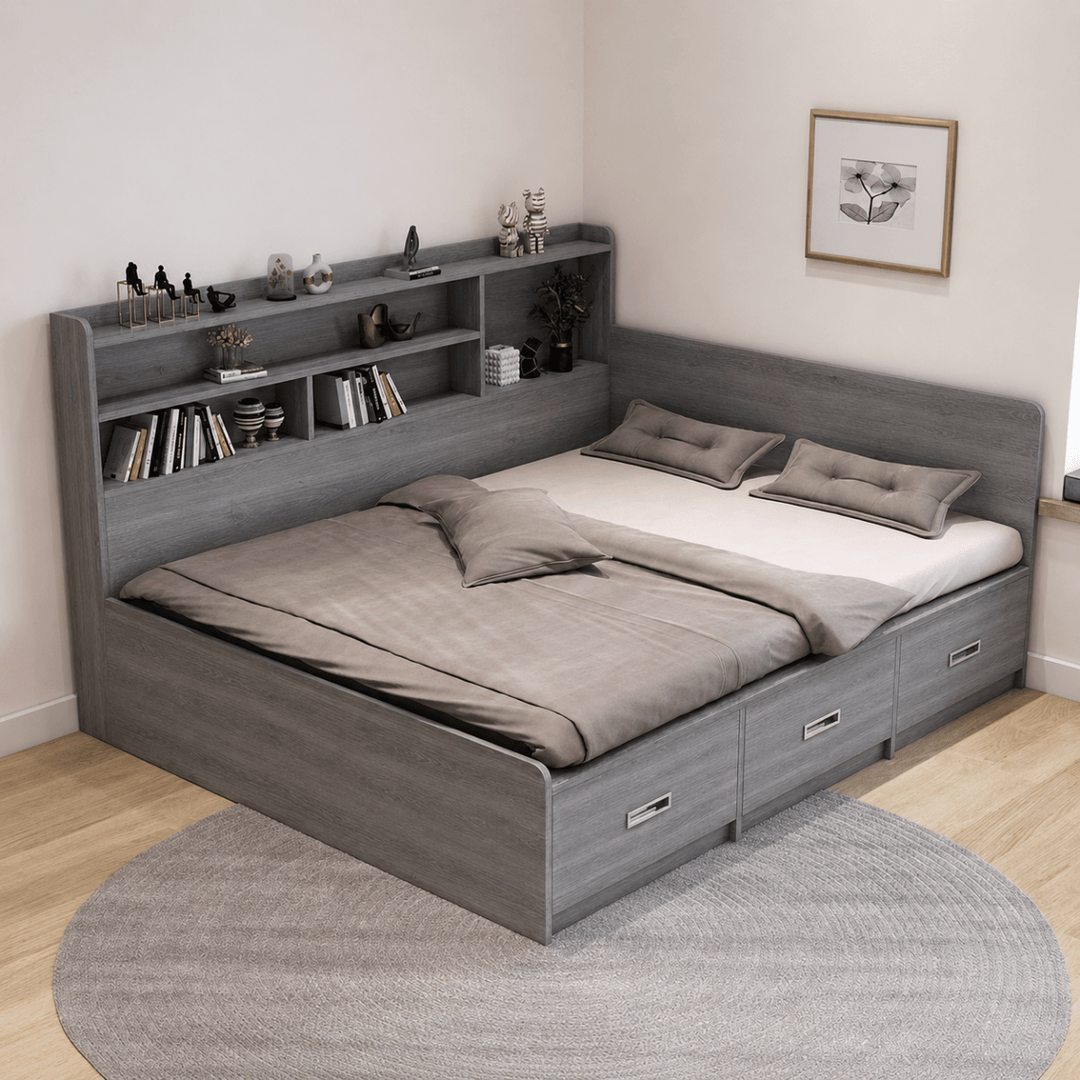 Clario Side - Shelf Storage Bedframe - Exclusivia