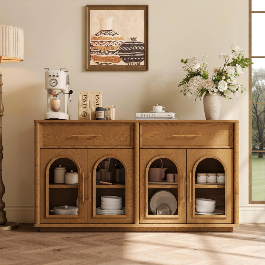 Cloister 150 cm Mid - Century Walnut Storage Cabinet - Exclusivia