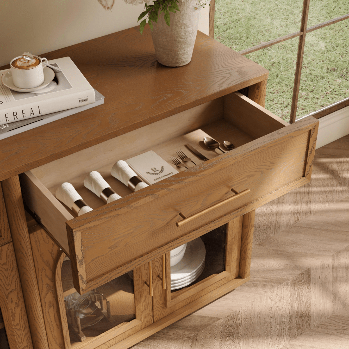 Cloister Mid - Century Walnut Storage Cabinet - Exclusivia