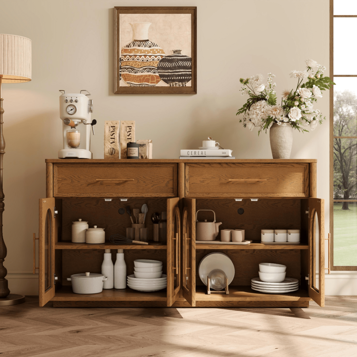 Cloister Mid - Century Walnut Storage Cabinet - Exclusivia