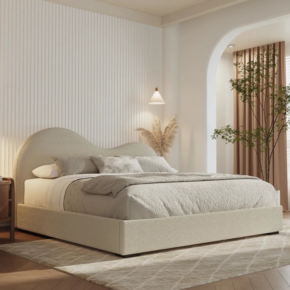 Cloud – Bouclé Upholstered Storage Bed - Exclusivia