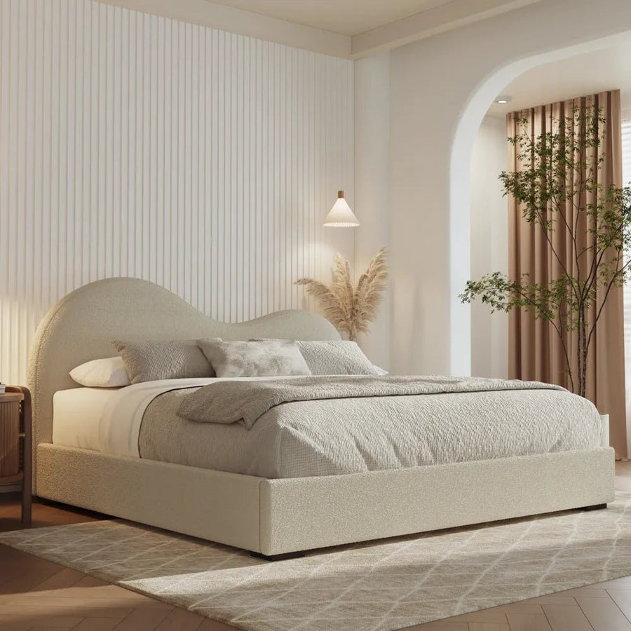 Cloud – Bouclé Upholstered Storage Bed - Exclusivia