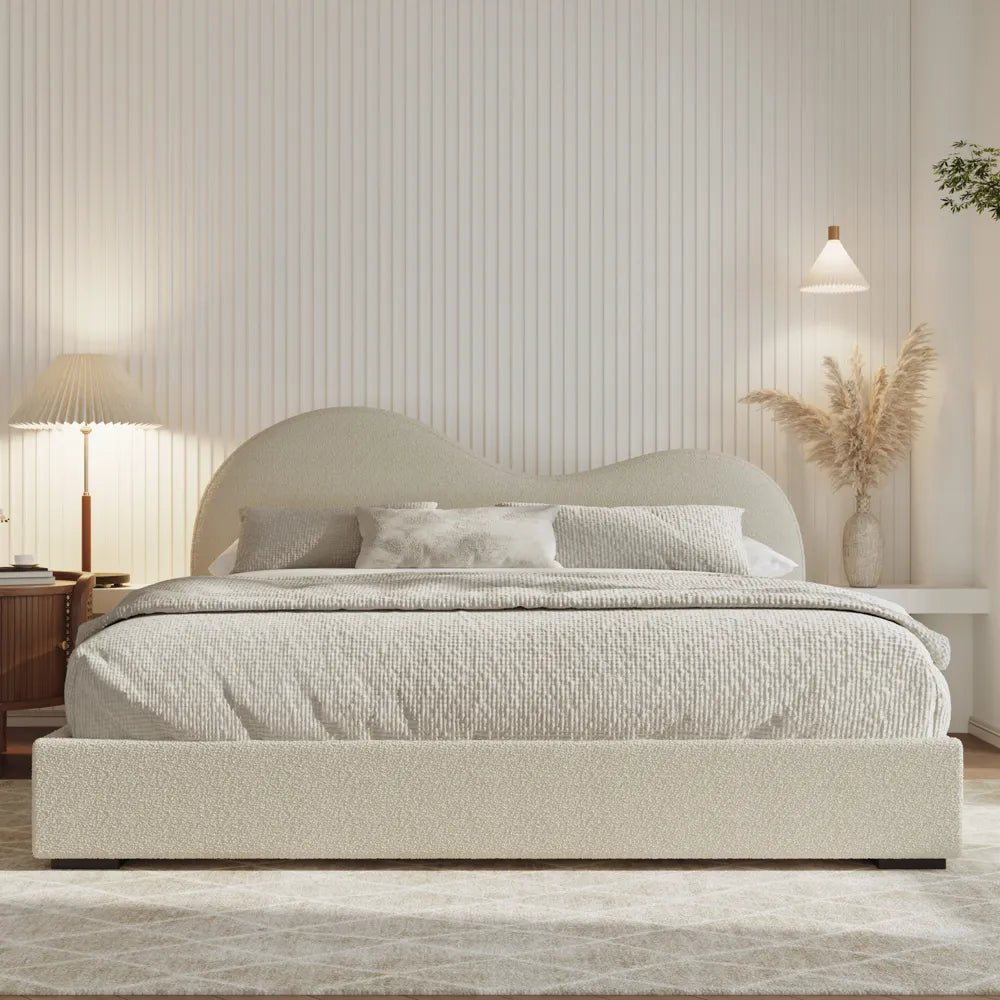 Cloud – Bouclé Upholstered Storage Bed - Exclusivia