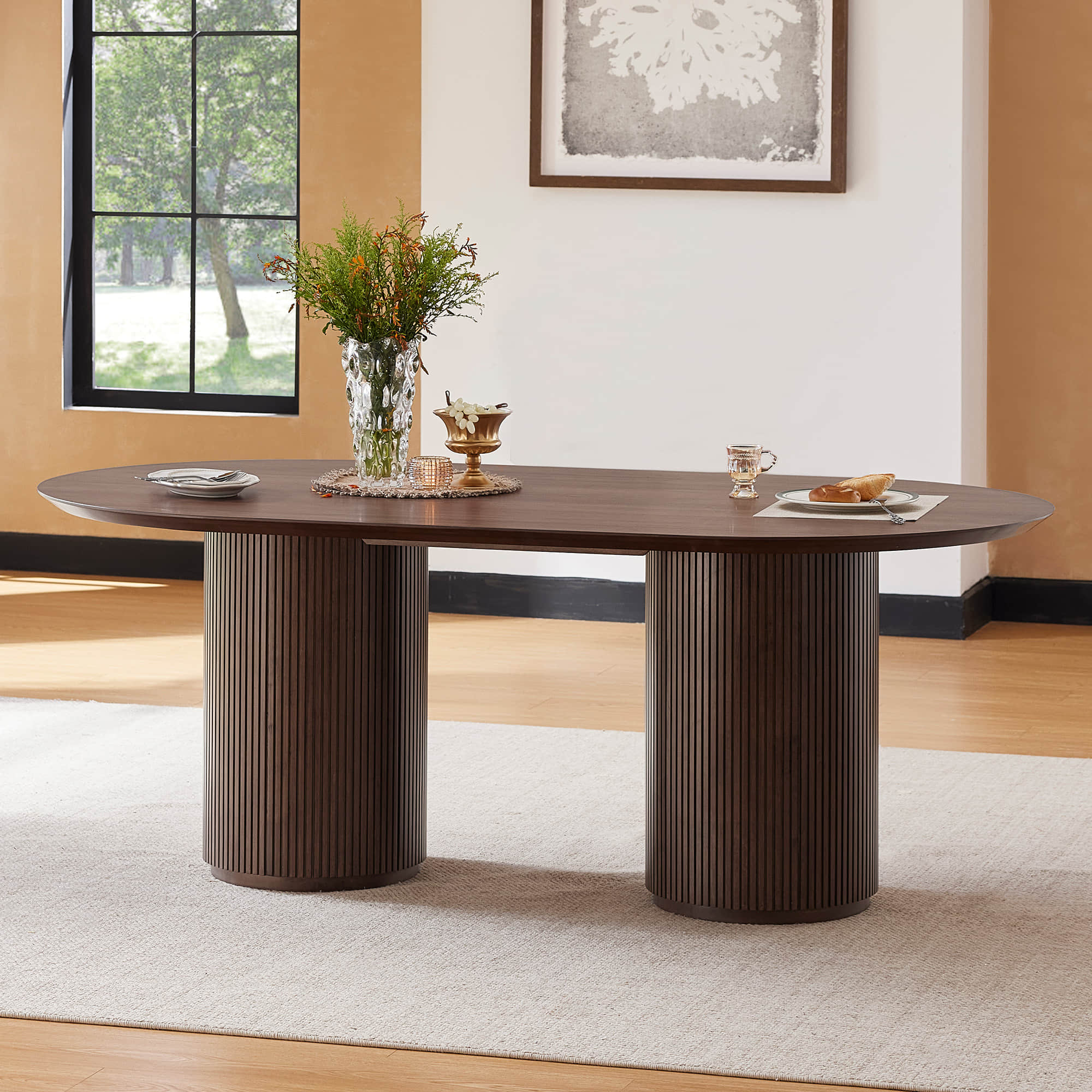 Corvina Oval Fluted Dining Table