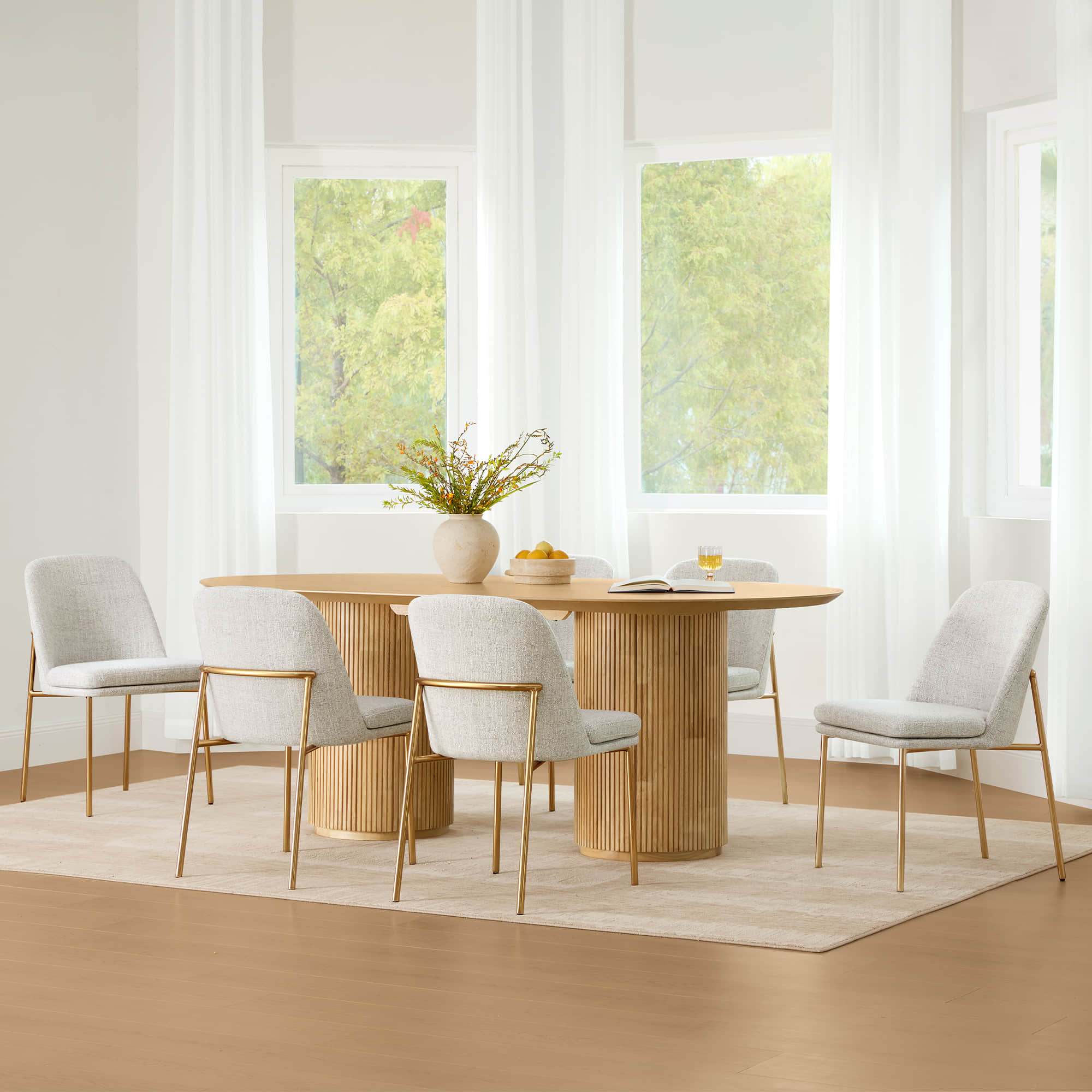 Corvina Oval Fluted Dining Table