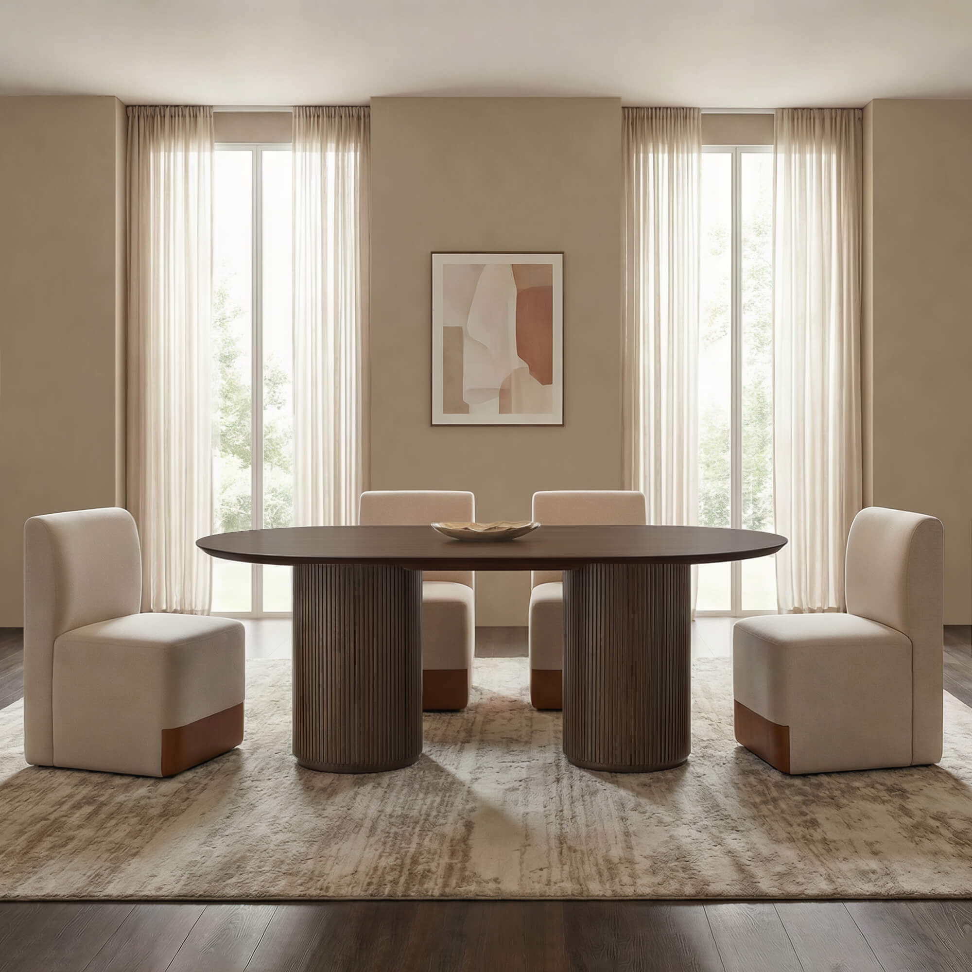 Corvina Oval Fluted Dining Table