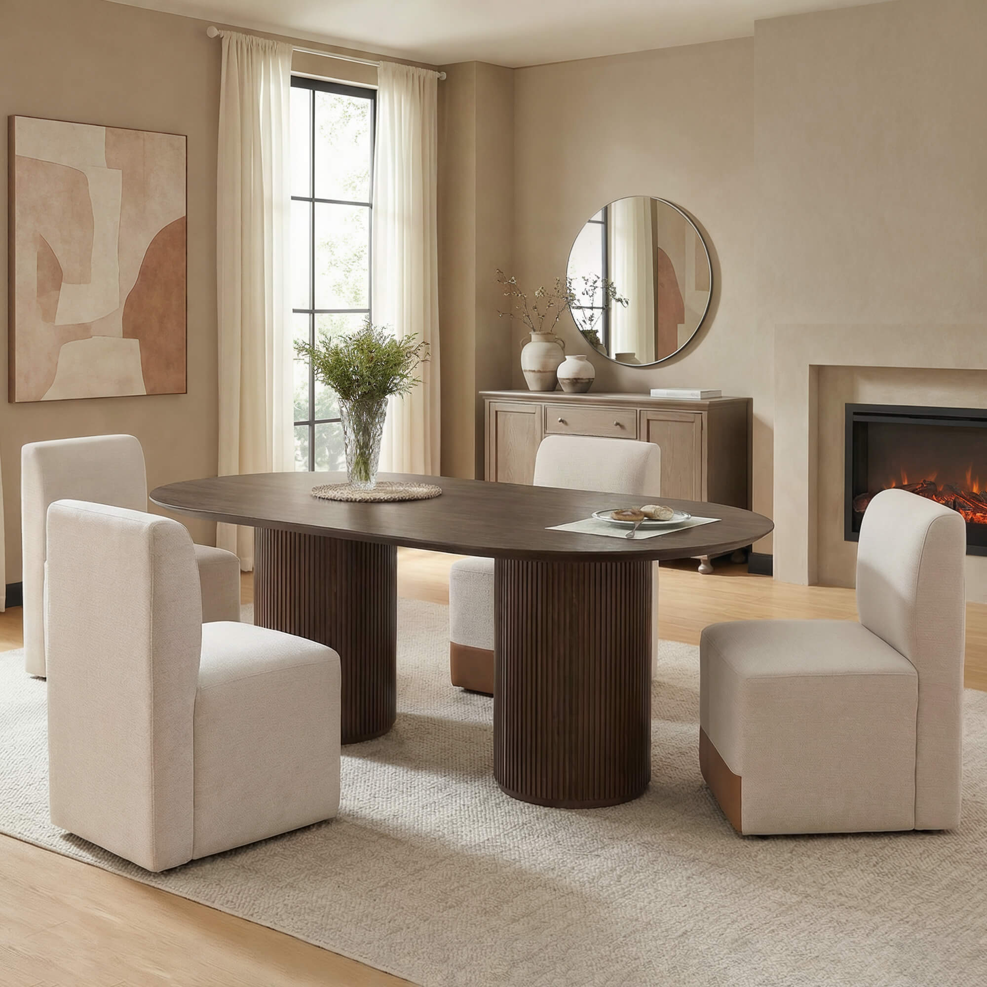 Corvina Oval Fluted Dining Table