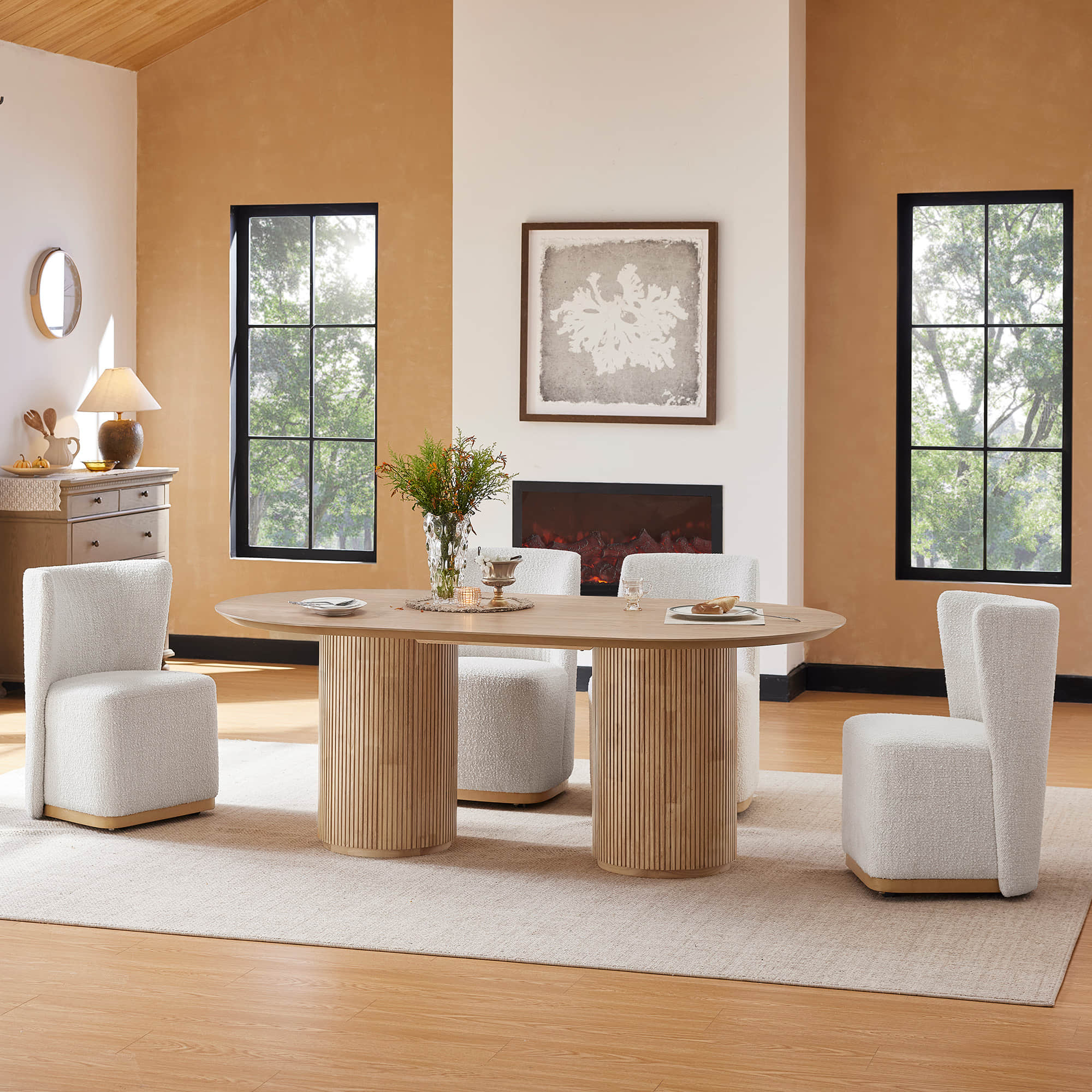 Corvina Oval Fluted Dining Table