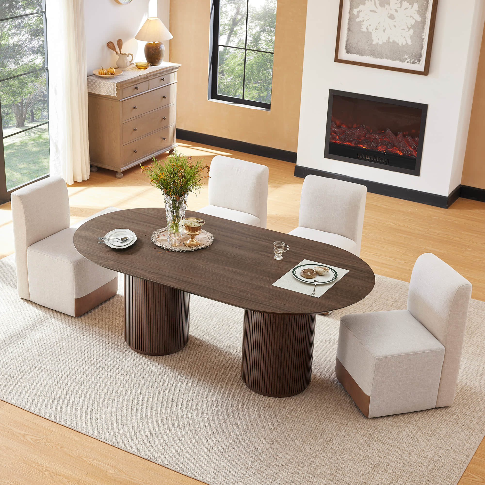 Corvina Oval Fluted Dining Table