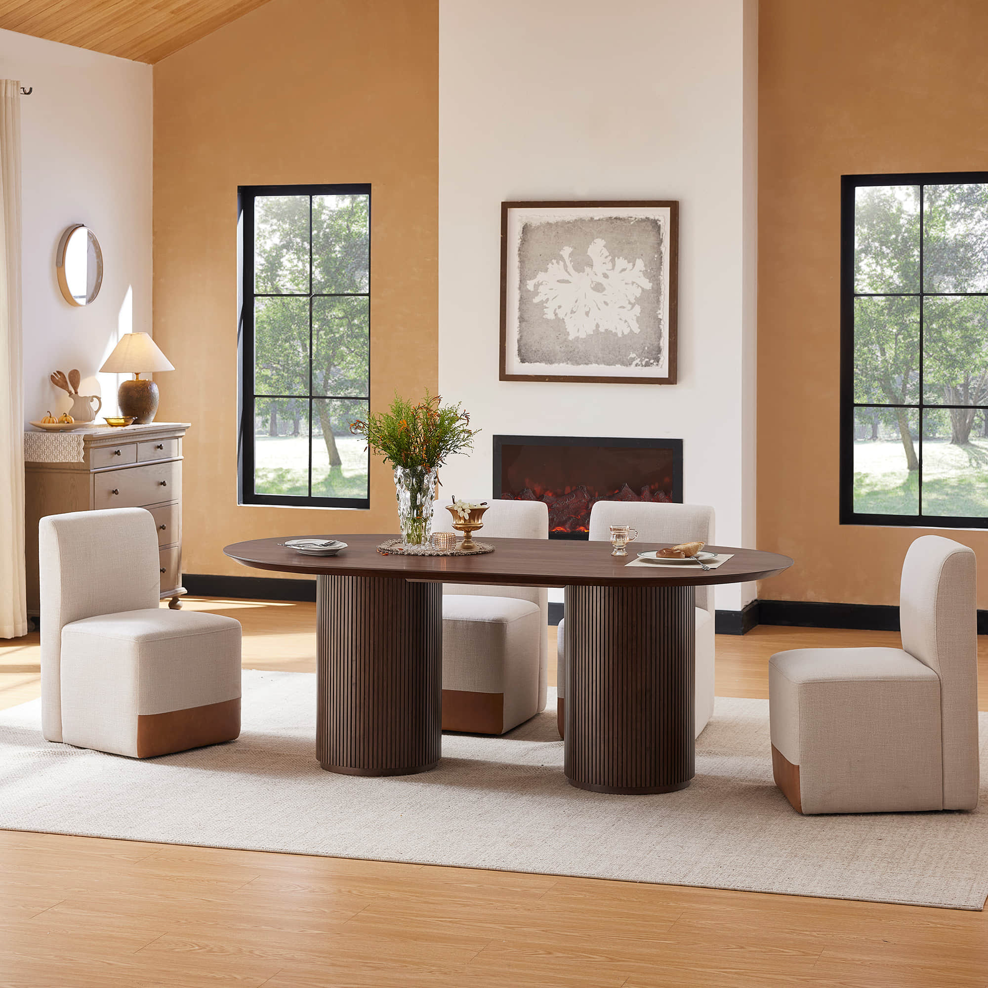 Corvina Oval Fluted Dining Table