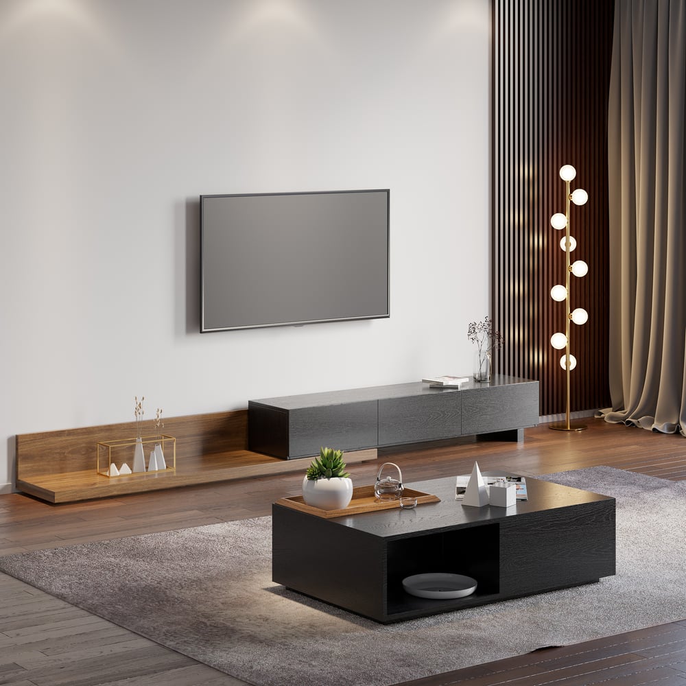 Crator Extendable Wood TV Stand, 200 cm - Exclusivia