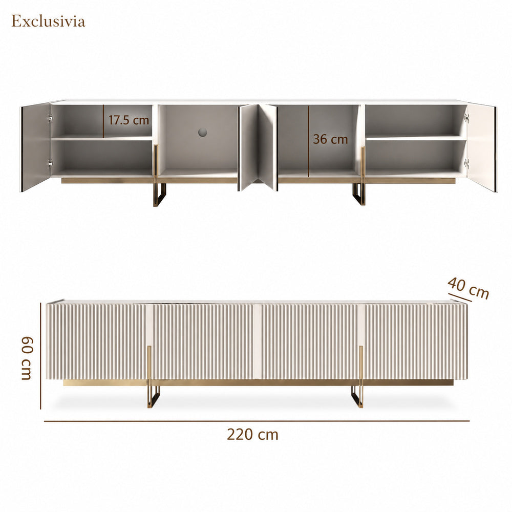 Auro Sintered Stone Fluted TV Console