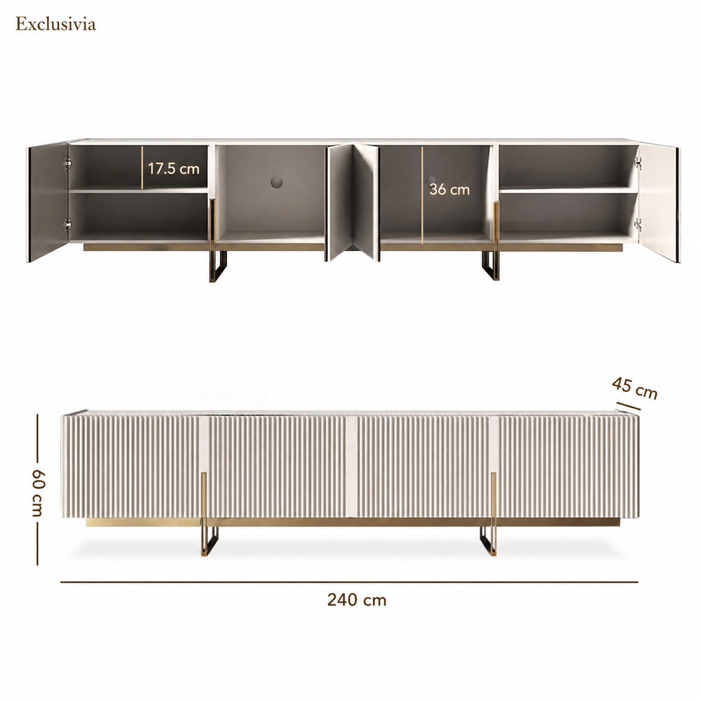 Auro Sintered Stone Fluted TV Console