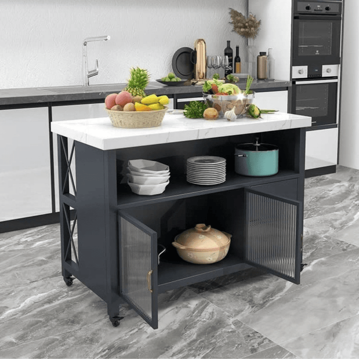 CREST Modern Marble Kitchen Island - Exclusivia