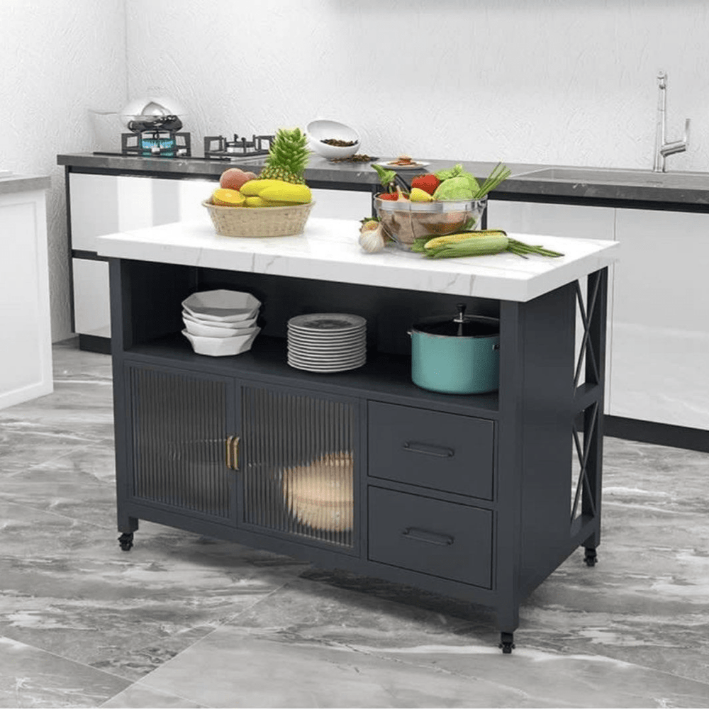 CREST Modern Marble Kitchen Island - Exclusivia