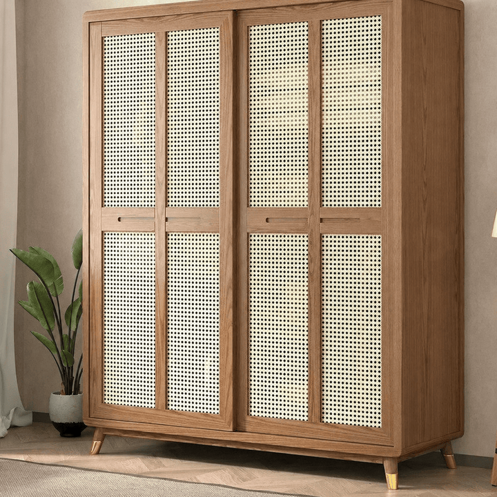 Dewi Japandi Rattan Wardrobe - Exclusivia