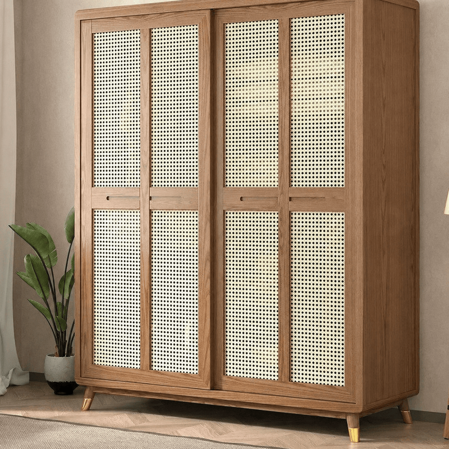 Dewi Japandi Rattan Wardrobe - Exclusivia