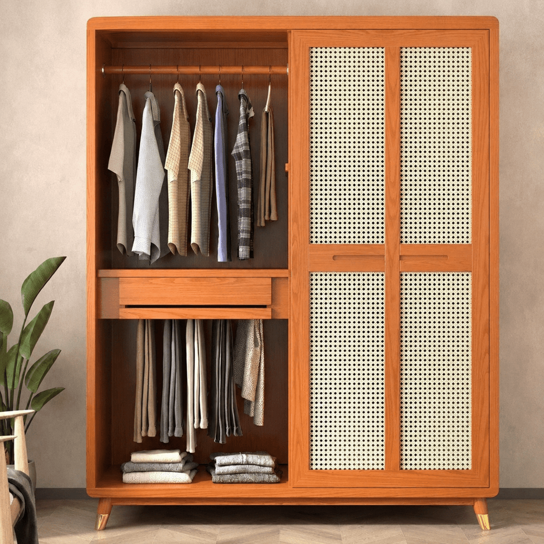 Dewi Japandi Rattan Wardrobe - Exclusivia
