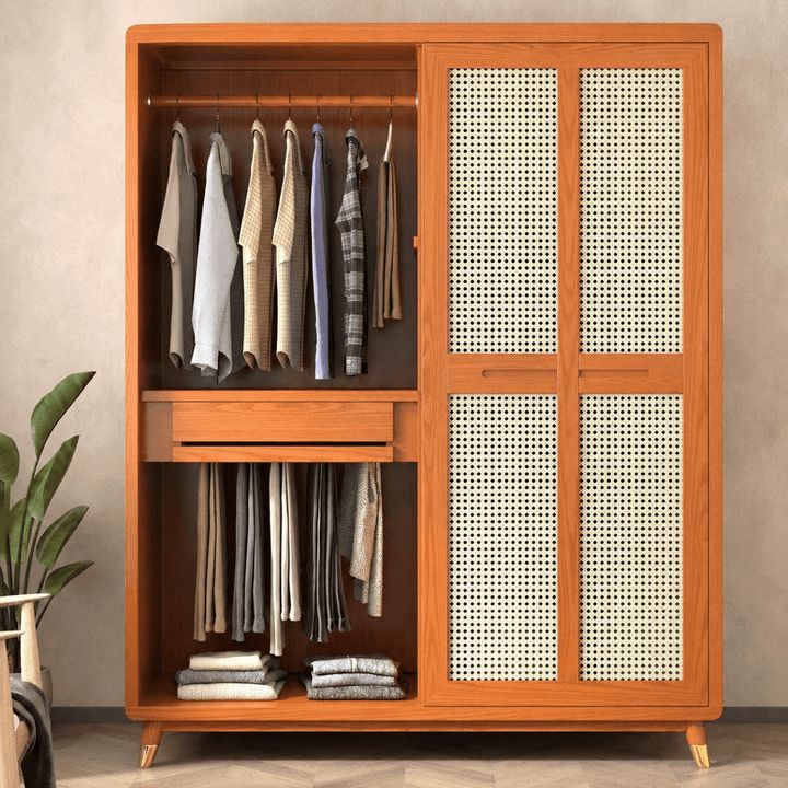 Dewi Japandi Rattan Wardrobe - Exclusivia
