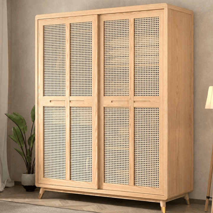 Dewi Japandi Rattan Wardrobe - Exclusivia