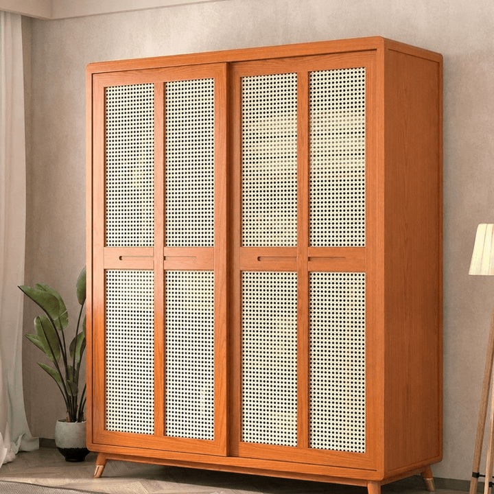 Dewi Japandi Rattan Wardrobe - Exclusivia