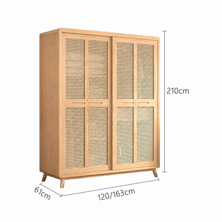 Dewi Japandi Rattan Wardrobe - Exclusivia