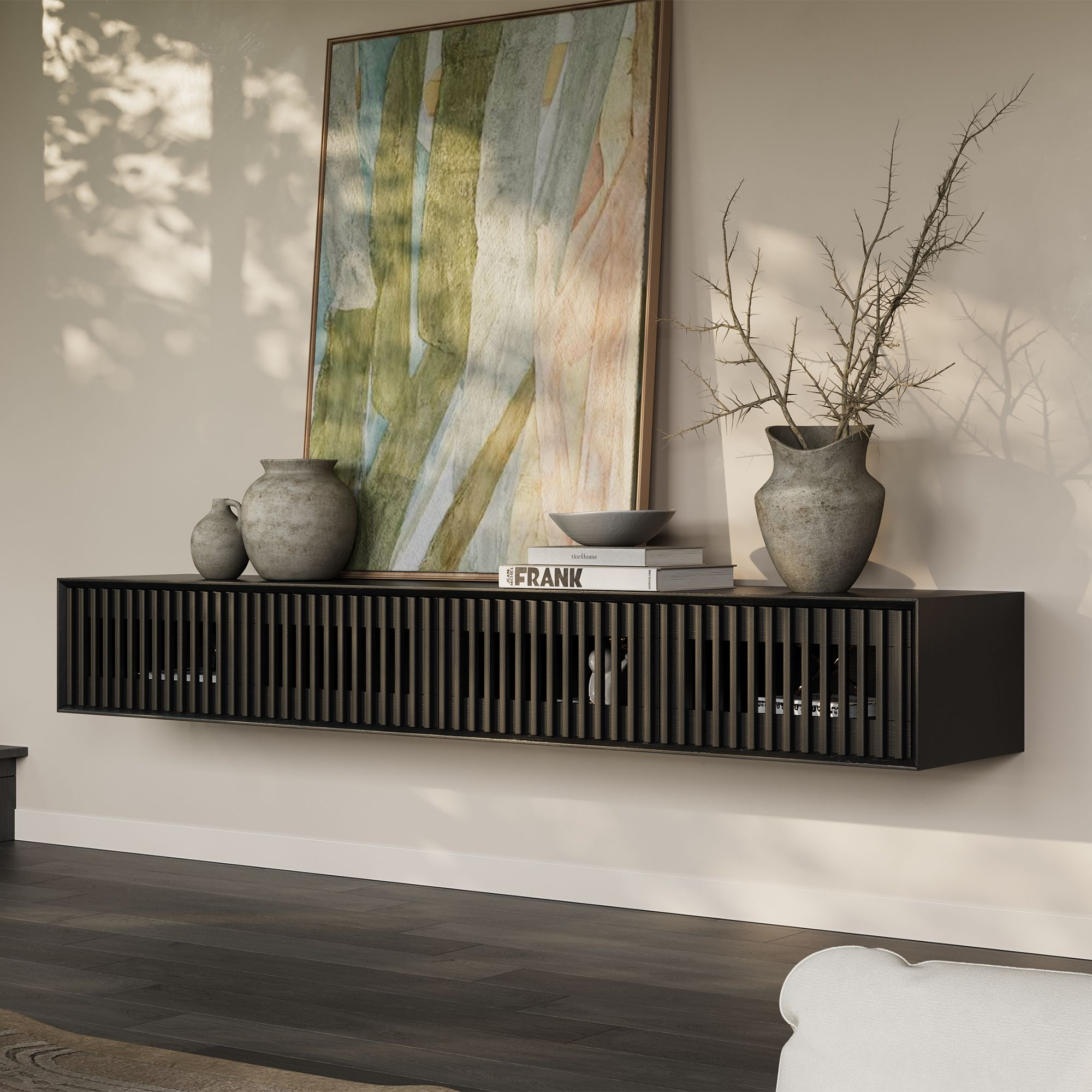 Aeolus Mid-Century Floating LED TV Console