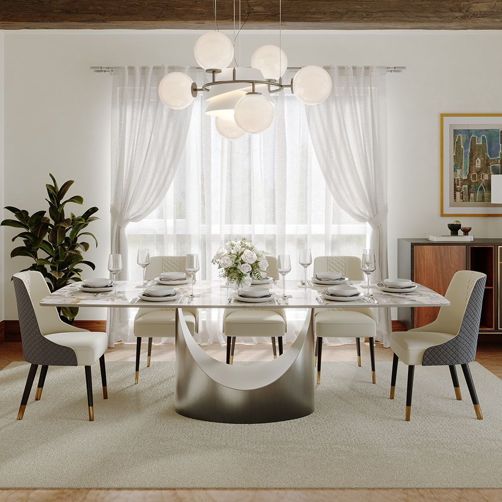 Aurelio Recta Matte Sintered Stone Dining Table