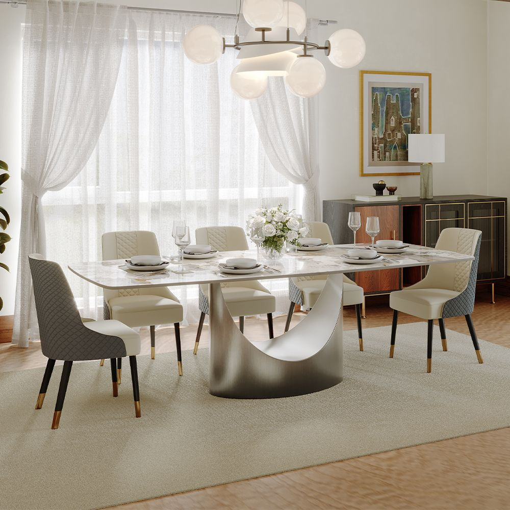 Aurelio Recta Matte Sintered Stone Dining Table