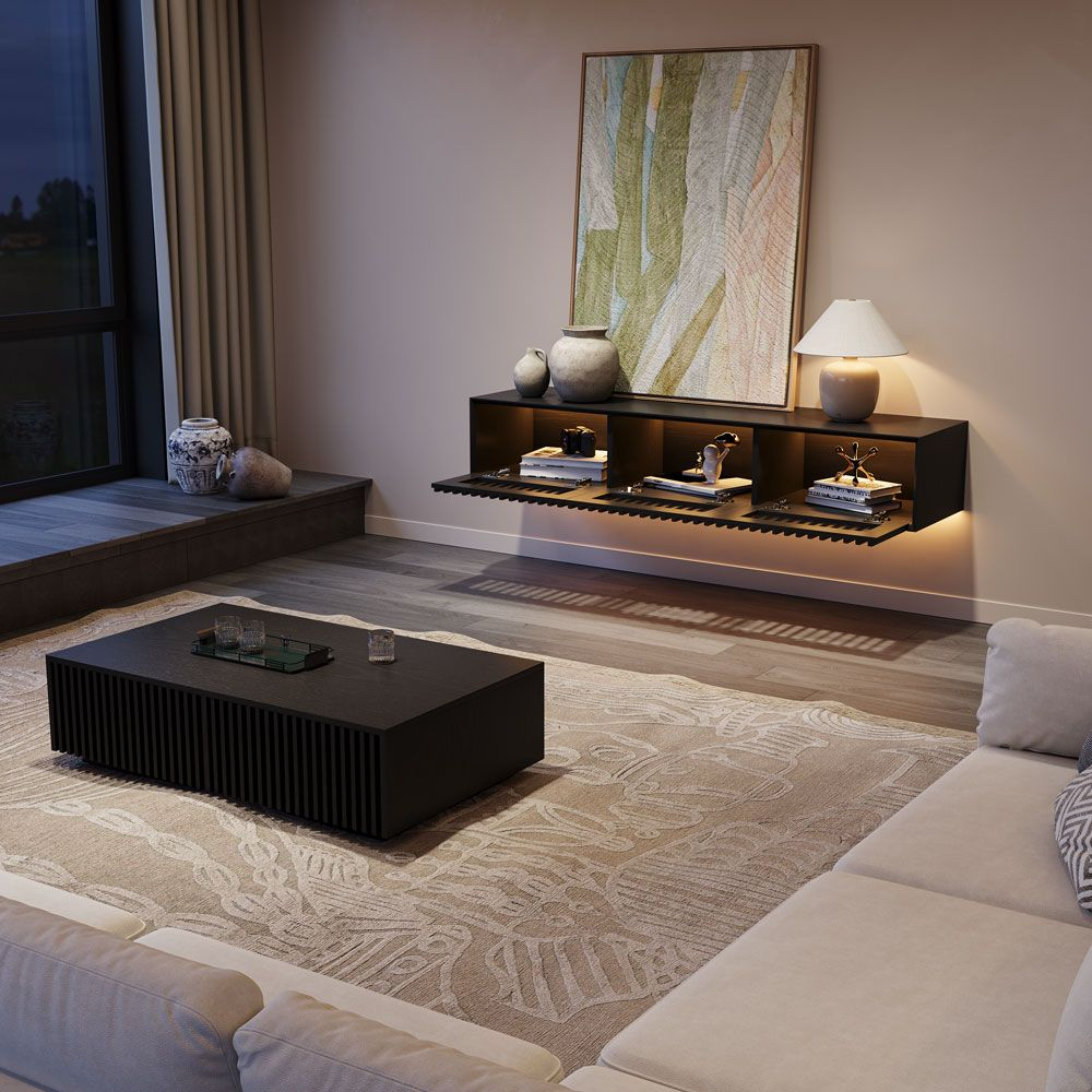 Aeolus Mid-Century Floating LED TV Console