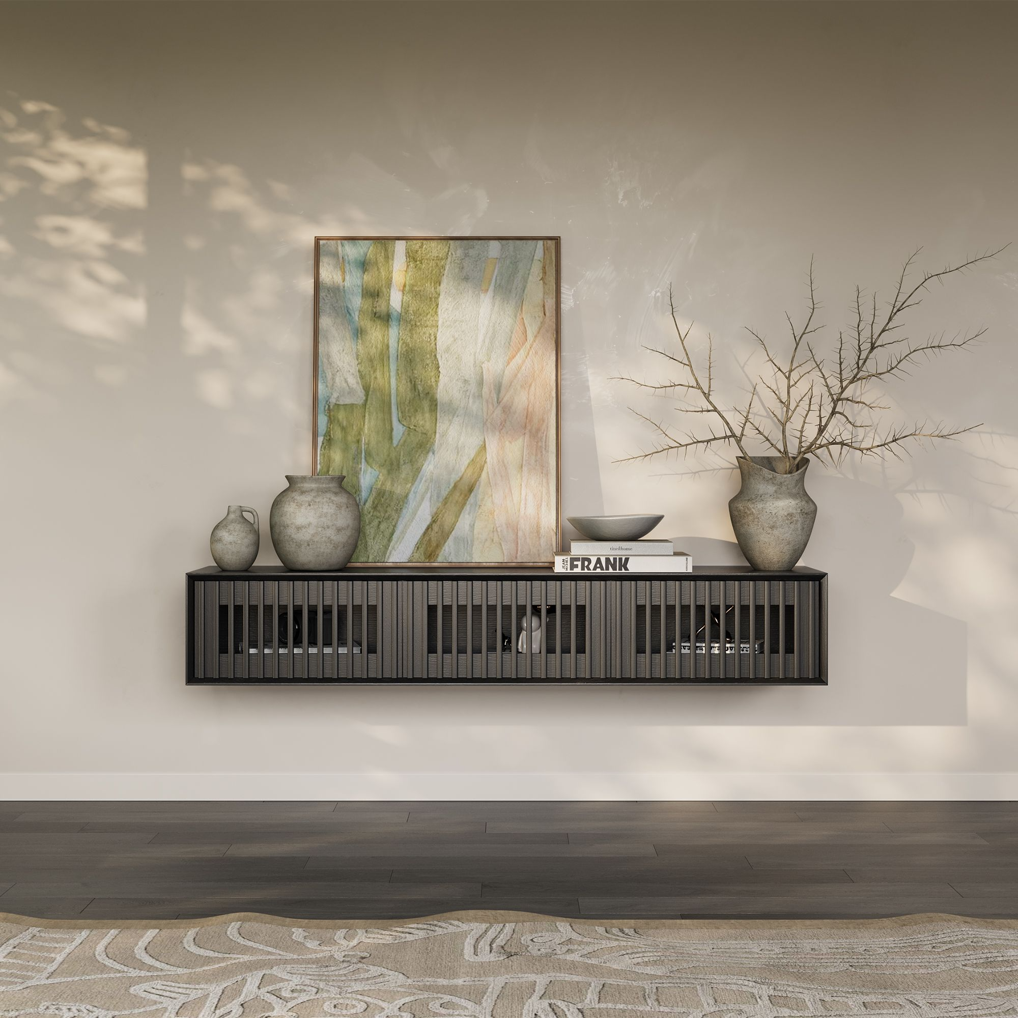 Aeolus Mid-Century Floating LED TV Console