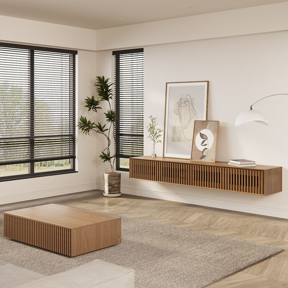 Aeolus Mid-Century Floating LED TV Console