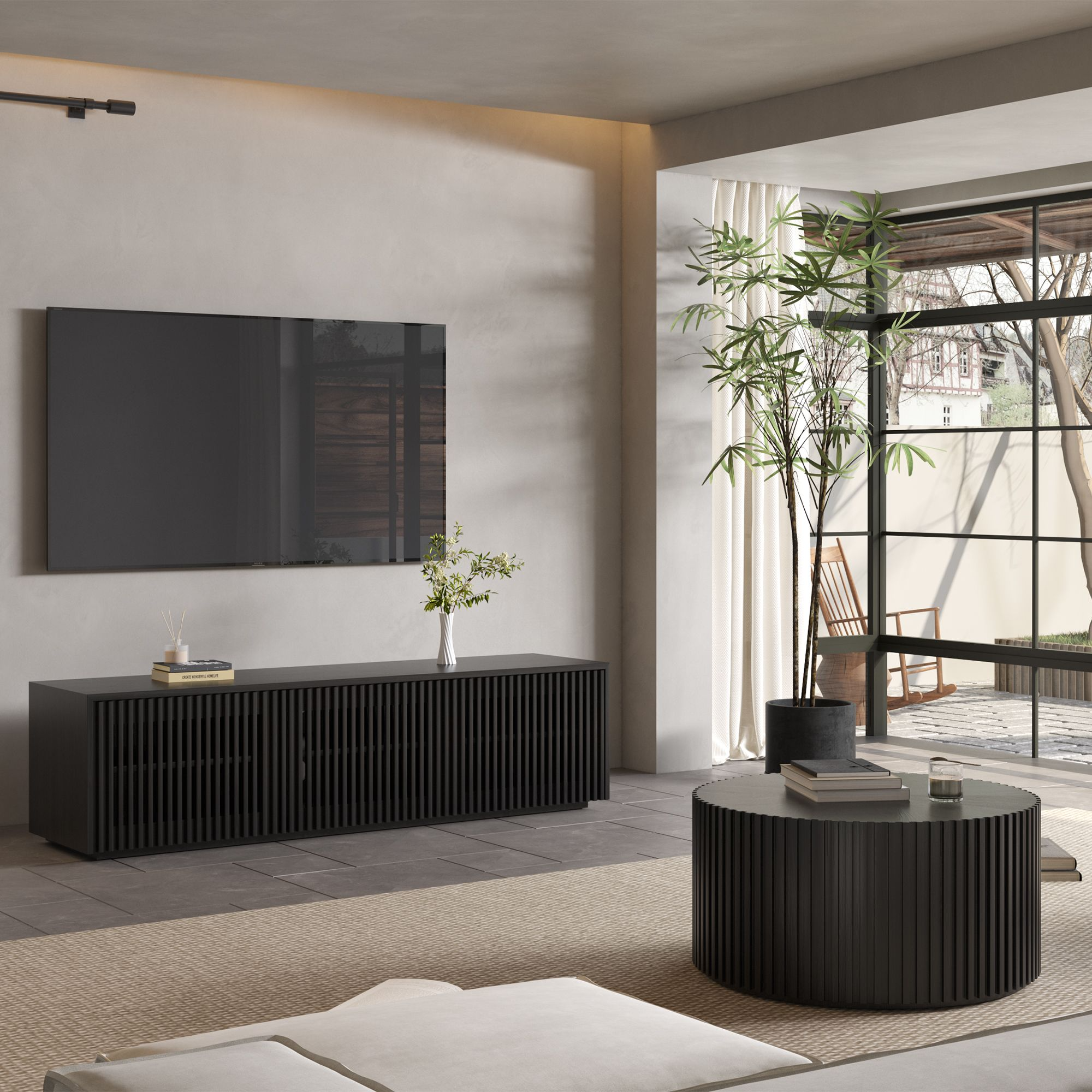 Aeolus Modern Wood TV Stand